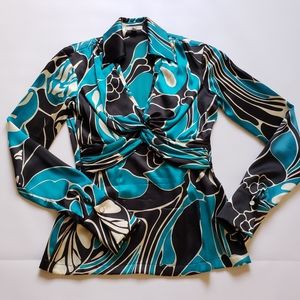 Cache silk blouse size XS